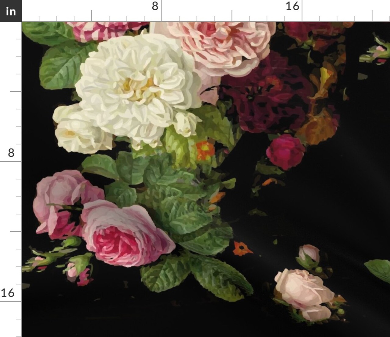 Moody Gothic Floral Vintage Garden English Roses Victorian Chintz Custom Printed Fabric by Spoonflower Various Fabrics by the Yard or Fat Quarter
